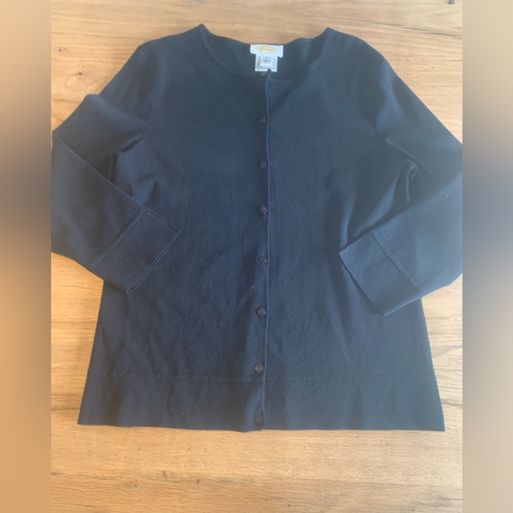 Talbots 3/4 Sleeve Button Down Cardigan Black Women’s Medium Preloved